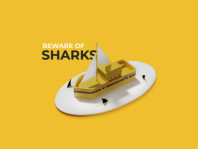 Beware of sharks 3d blender sharks yellow
