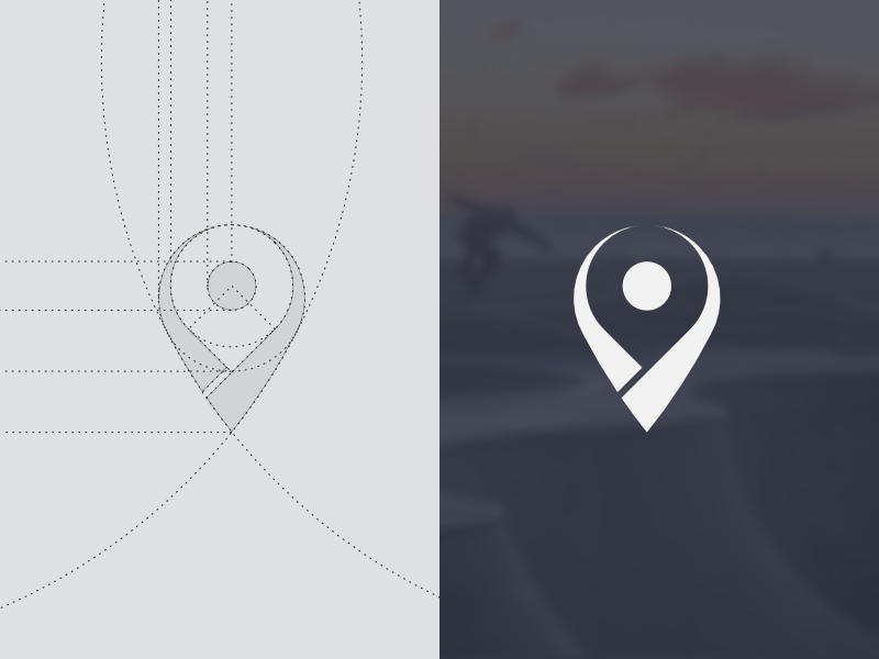 Logo for SpotsDB affinity inkscape board pin icon skate spotsdb map identity vector construction logo