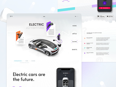 Electrical Vehicle Web Page Concept automotive design electrical cars electrical vehicle home page landing page ui ux vehicle web web page webdesign website website design