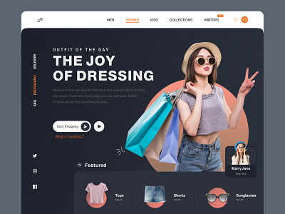 Fashion Website Design clothing clothing brand clothing company clothing line ecommerce home page landing page mockup online store online wear outfits style ui ux website website design