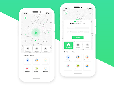 Laundry App UI Design app booking cards clean clean creative color delivery design flat laundry laundry app location payment service ui ui ux uidesign uxdesign wash white
