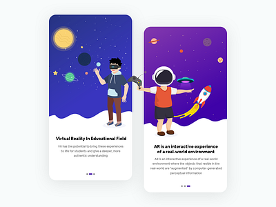 Onboarding Sample application application design augmented reality colors gradients illustration interface design onboard onboarding slider space tutorial ui uidesign ux uxdesign virtual reality vr walk through