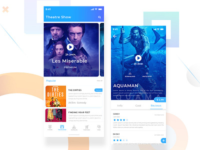Movies App app application application design booking cards design interface design movie trailers movies show bookings shows slider theater trailers tv tv show uidesign