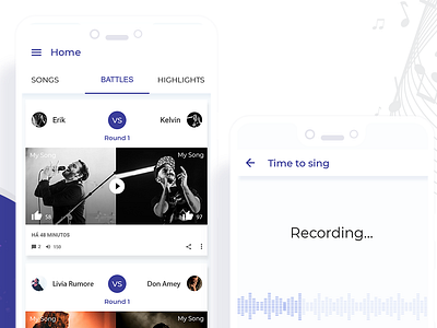 Song Battles App app application application design battle game interface design music record sing song uidesign ux verses