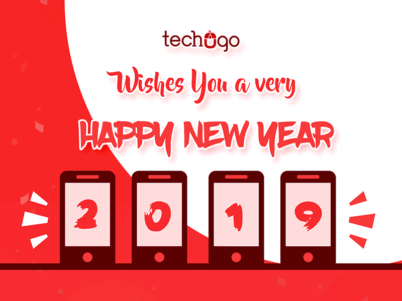 HAPPY NEW YEAR 2019 ! app application application design booking color colors design gif gif animation illustration interface design new year new year 2019 new year eve techugo uidesign uxdesign wish