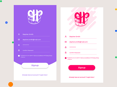 Signup Options field form form field login pink purple register signup signupform themes variants
