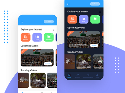 Politics App UI Sample cards events interest interface politics tabs techugo techugo m trending ui yip