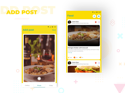 Add New Post app application design camera camera app cards color design feeds gallery interface design photo post reactions social ui uidesign ux uxdesign video