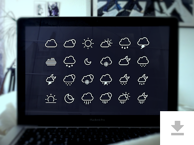 24 Weather Icons - Freebie app clean download flat freebie icons ios7 mockup psd rounded ui weather