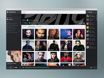Spotify - Related Artists app feed ios iphone mac music player profile psd redesign sidebar spotify