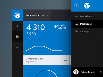 Dashboard - Burt analytics app dashboard data flat gothenburg psd settings sidebar stats ui widget