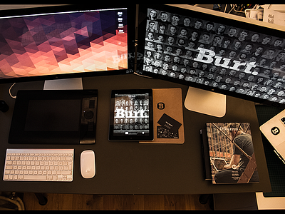 My Workspace burt design desk macbook office setup thunderbolt workspace