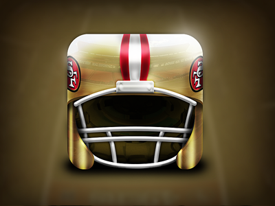 SF 49ers Helmet Icon 2013 49ers app background bowl helm helmet icon ipad iphone lightning non profit reflection san francisco sf shadow super
