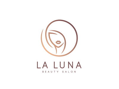 La Luna Logo art beauty branding circle cosmetics design girl gold graphic design hair head icon illustration logo salon spa studio vector woman women