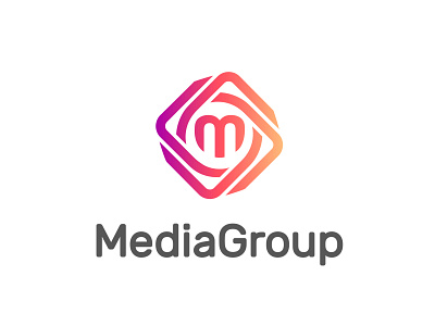 Media Group Logo abstract art branding business color creative design graphic design icon illustration letter m logo media rhombus sign square template ui ux vector