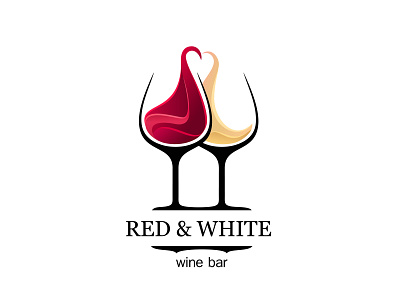 Red & White Logo abstract art bar branding color concept design glass icon illustration logo menu red rose sign ui ux vector white wine