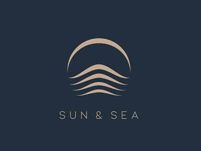 Sun & Sea Logo art branding circle design gold icon illustration logo ocean pool resort sea spa sun swimming ui ux vector water wellness