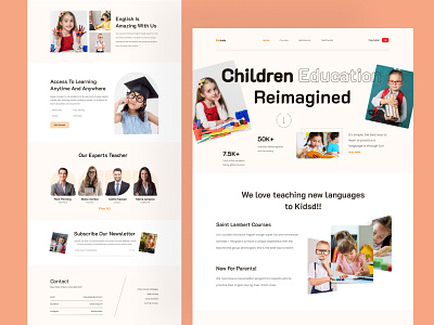 Education landing page. child education design e learning platform landing page landing page ui ui design website