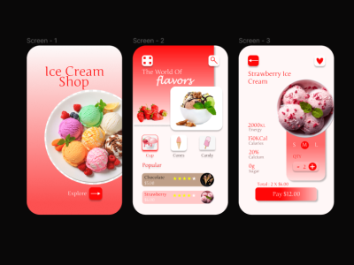 Ice Cream Shop Online Ordering Application User Interface