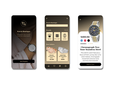 App UI for a Watch Store app app design design logo typography ui ux