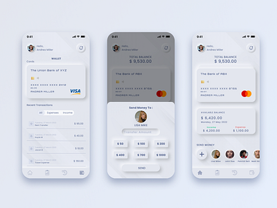 Digital Wallet App app app design design digital wallet neuomorphism skeuomorphism ui ui design ux ux design wallet app