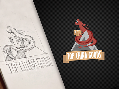 Top China Goods - Logo branding delivery dragon drawing logo design sketch top china goods logo
