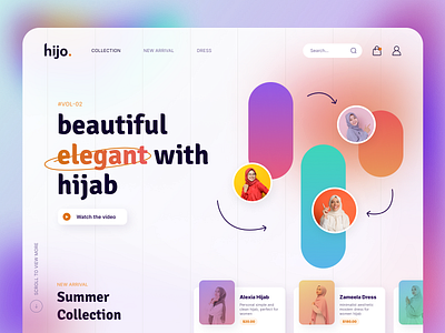 Elegant Hijab Header UI Concept 3d branding concept design graphic design header illustration popular ui uiux web design