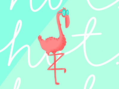 Hot Flamingo blue flamingo flamingos hot illustration lettering pink summer sunglasses texture