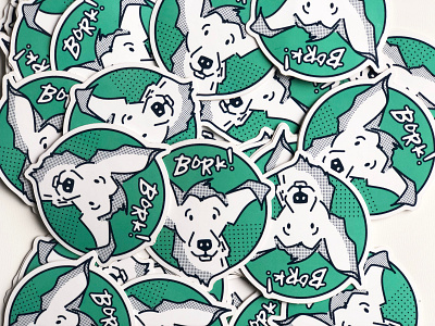 Roscoe Sticker bork columbus dog illustration pattern stickers teal