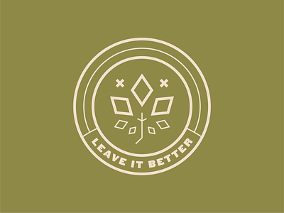 Leave It Better badge badge design badge logo badge system brand identity branding branding design circle circle design circle logo design illustration logo olive scout system scouting scouts travel company travel guide vector x marks the spot