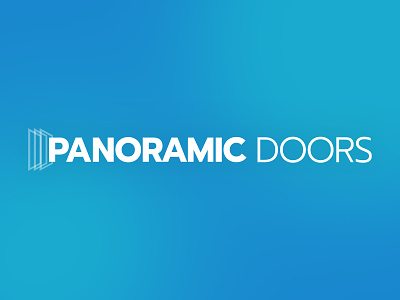 Panoramic Doors • Proudly Manufactured in 🇺🇸 blue branding cyan doors logo panoramic simple transparent windows