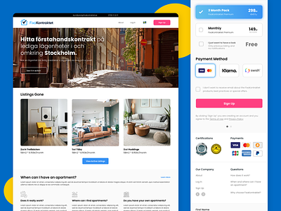 FixaKontraktet • Fixing Housing in Stockholm 🇸🇪 blue listing mobile pink stockholm sweden ui ux web yellow