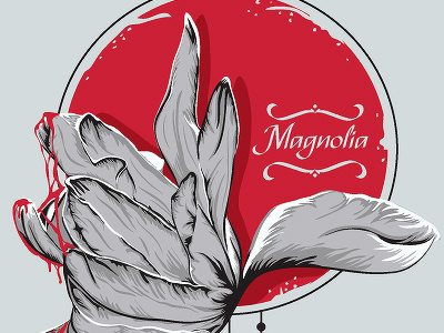 Magnolia bispo black custom drawing flower freestile grey illustration magnolia red vector wacom white