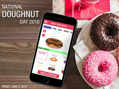 Donuts App - Happy National Doughnut Day 2016 design mobile ui ux