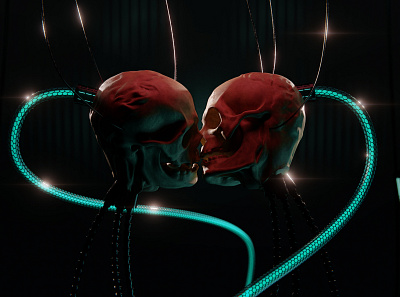 Till death tear us apart 3d 3d art art blender composition design love lover lovers manipulation skull tech technology