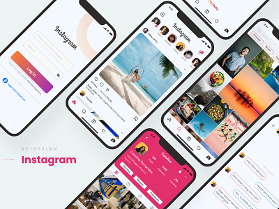 Instagram Re-Design app design flat graphic design instagram redesign ui ux