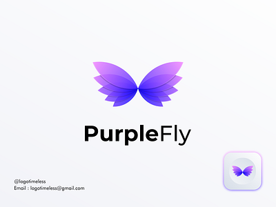 PurpleFly Logo animal app branding butterfly butterfly logo design gradient color graphic design illustration logo modern color purple color typography vector