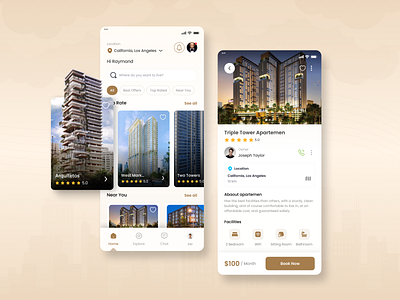 Booking Apartemen Mobile Apps apartemen brown graphic design mobile app mobile app concept ui ux