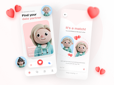 Dating App Mobile Design avatar branding dating dating app design graphic design illustration mobile app mobile app concept mobile app design ui ui design ux