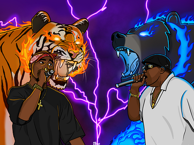 Tupac vs Biggie Artwork 2pac biggiesmalls design graphic design hiphop illustration rap tupac