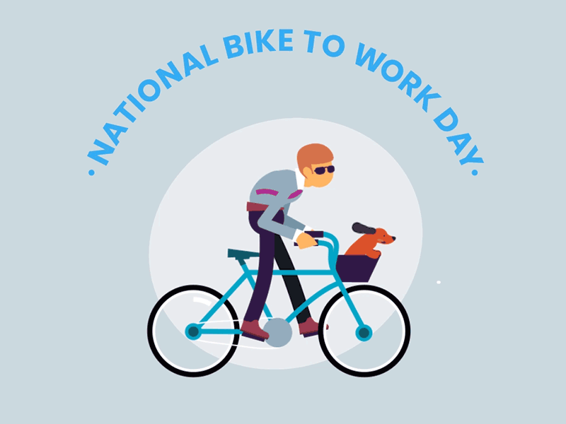 National Bike to Work Day animation bicycle bike bike to work day btwd flat illustration