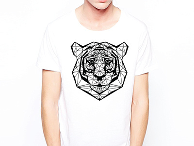 Tiger T-shirt animal apparel blackandwhite design geometric graphic illustration lelionnoir textile tiger