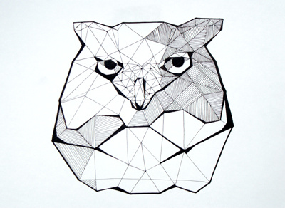 Hibou Portrait animal design handmade illustration sketch textile