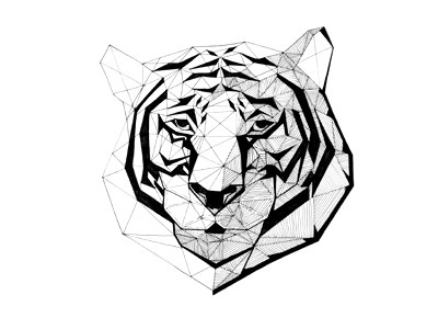 Tigre Portrait animal design handmade illustration sketch textile