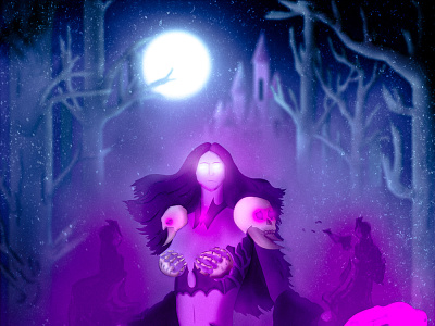 The enchantress's fortress concept art dark digital art enchantment fantasy fiction fortress halloween horror illustration skull witch