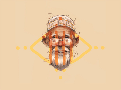 Old man beard character comic concept doodle face man morocco old sketch traditional