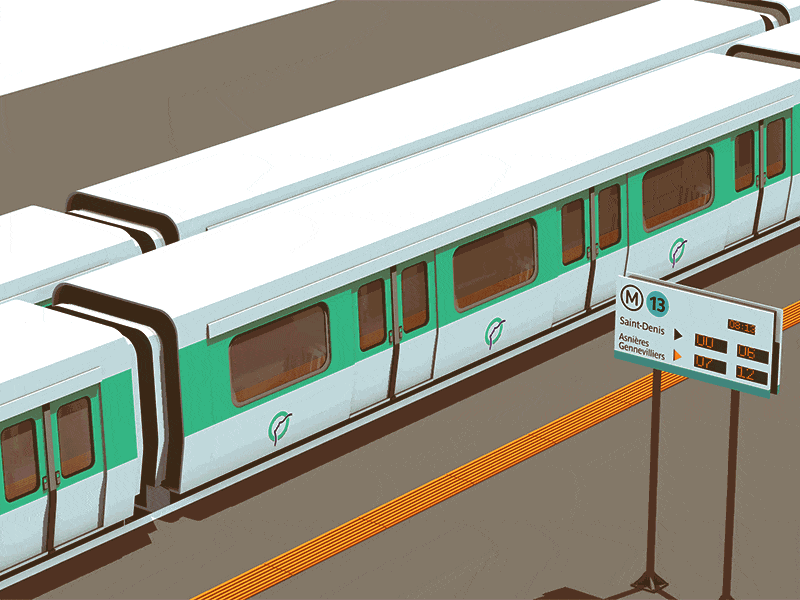Paris Metro 3d c4d debuts france gif illustration loop metro motion design paris parisian ratp subway train transport