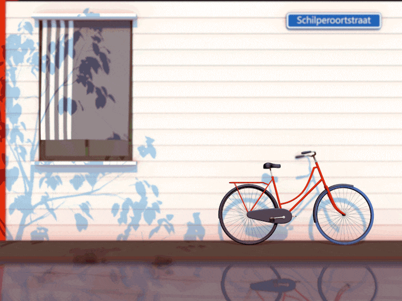 Morning In Holland 2d animation 3d 3d animation 3d art animation bicycle bike c4d cinema 4d city debuts design dribbble gif holland house illustration motion art wind window