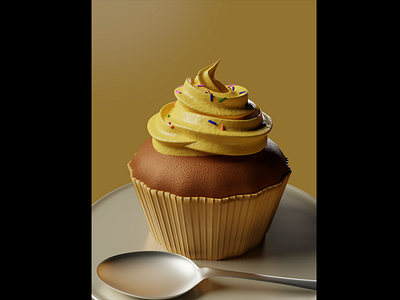 3D Cupcake with animation using Blender 3d 3d cupcake animation blender cupcake cupcake render design graphic design rendering
