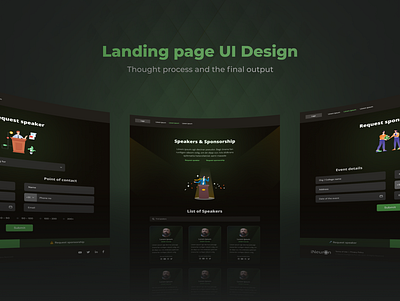 Landing page UI Design case study figma illustration landing page motion graphics speakers and sponsors ui